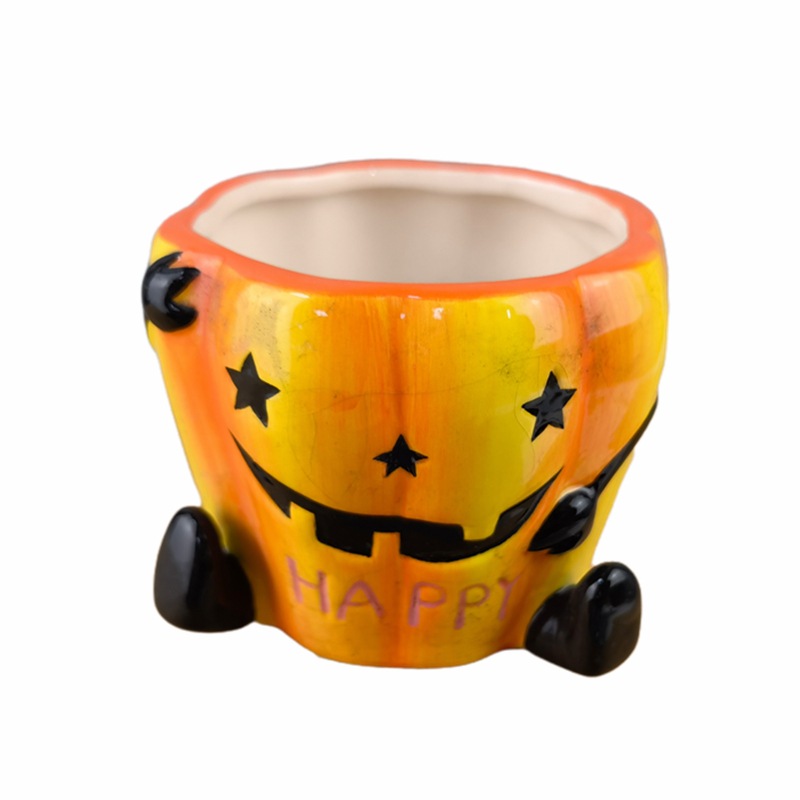 Taza de cerámica calabaza niño en forma de taza de café Halloween melón taza fantasma agua taza divertida de dibujos animados taza