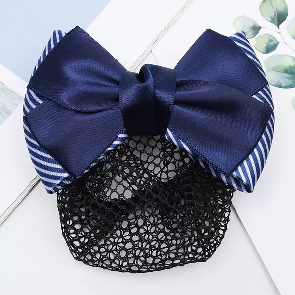 Fine Mesh Headwear Hair Accessories Nurse Hotel Bank Bow Staff Hairpin Purple Professional Hair Flower Net Bag Female Sweet
