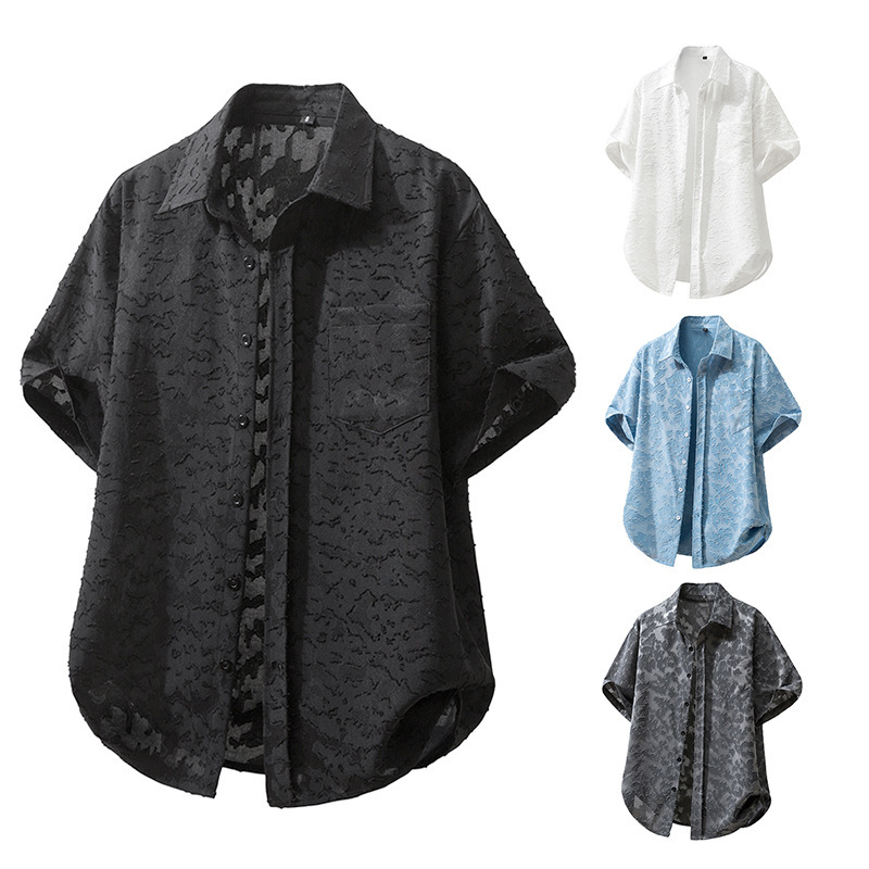 taglia 2026 Camicia da spiaggia da uomo vintage a maniche corte, stile europeo e americano, nuova, vintage, effetto invecchiato, taglia C100_voghion.com