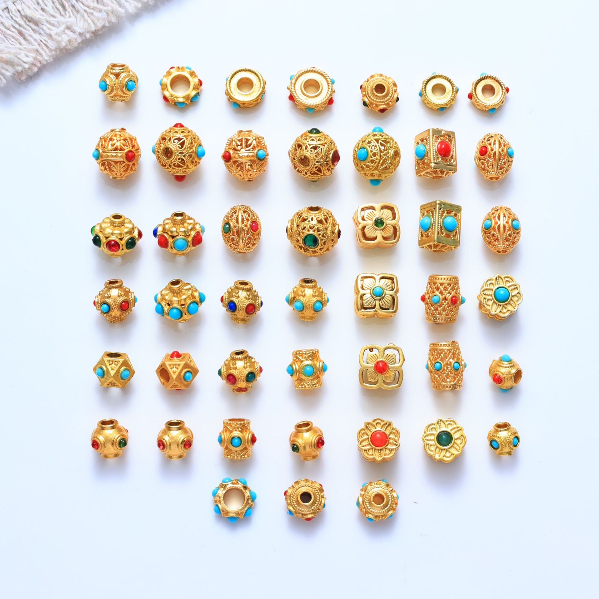 Sand gold accessories with beads Nepal dragonfly eyes round beads green pine spacer diy jewelry bracelet accessories abacus spacer beads