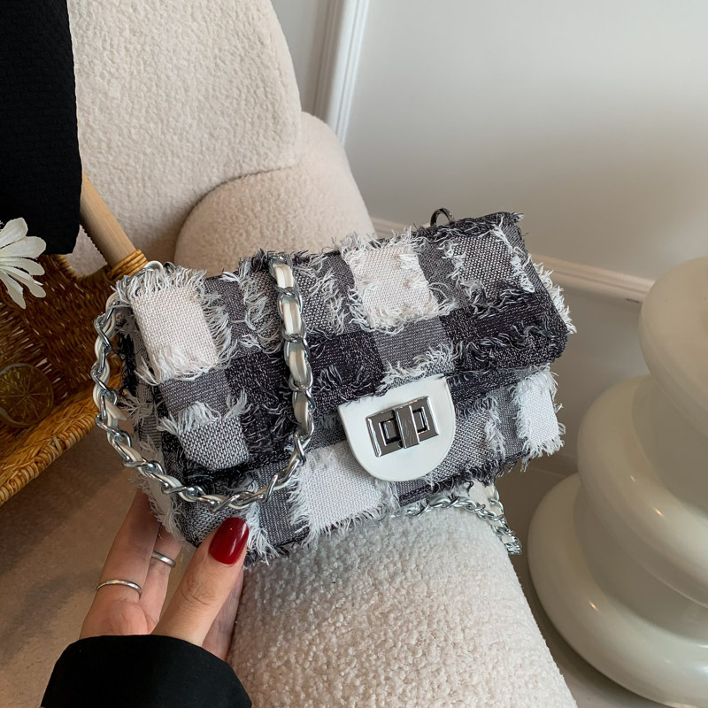 Bolso bandolera de lona Bolso retro Mujer 2025 Verano Nuevo estilo Moda Bolso bandolera simple Cadena simple Bolso cuadrado pequeño