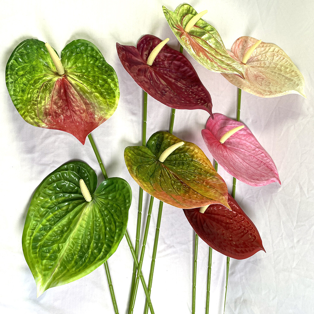 单支胶片红掌客厅家居装饰酒店橱窗火鹤造景假花仿生花卉ins风