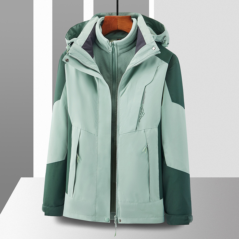 户外冲锋衣男女三合一两件套加绒加厚登山服厂家现货批发LOGO