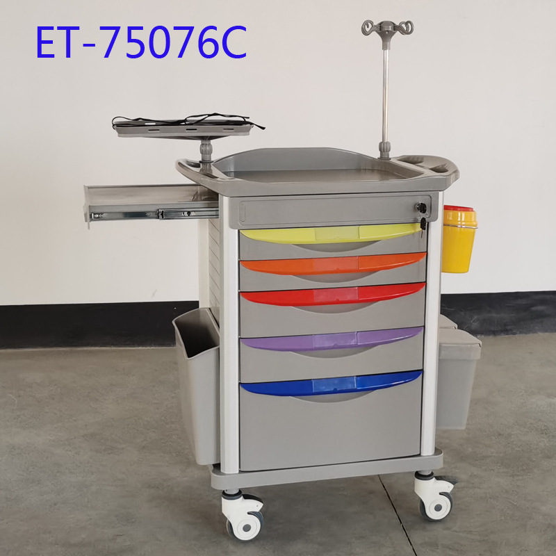 2020新款式护理治疗车多功能药品急救车医院送药车ABS抢救车