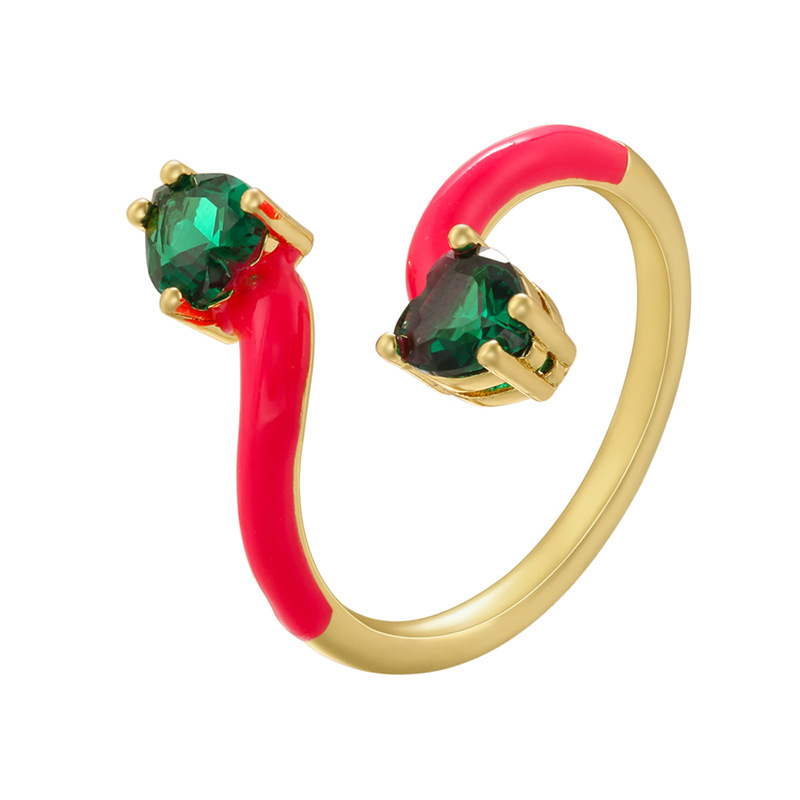 Simple Style Snake Copper Inlay Rhinestones Open Ring 1 Piece