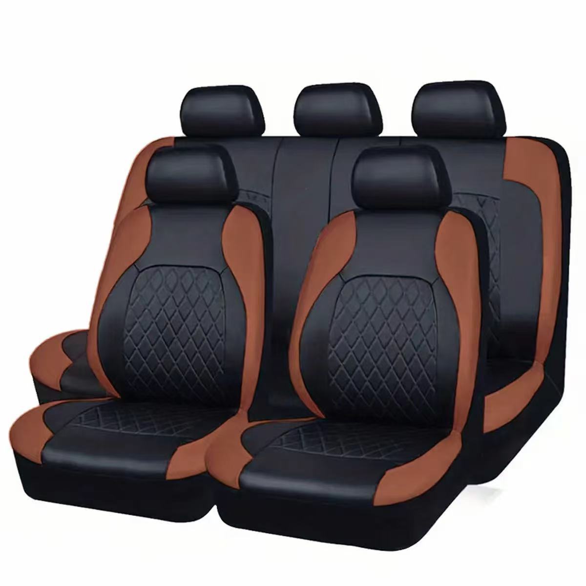 Cross-Border Foreign Trade Car Seat Covers, Single-Line Diamond Quilted Embroidery, Curved Leather, Pu Leather, Artificial Leather, Export to Europe and America