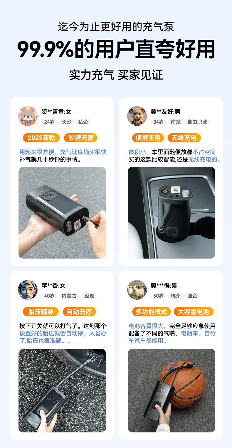 Car Wireless Inflator Portable Electric Air Pump for Car Tires