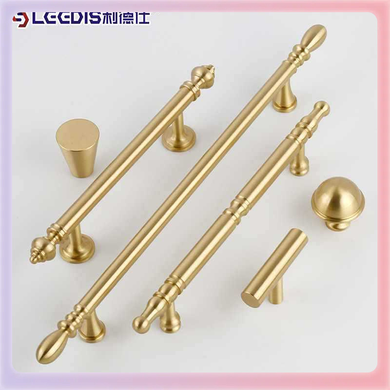 ✅ Factory Direct Sales Simple Wardrobe Door Brass Handle Drawer Wardrobe Door Handle Nordic Light Luxury Copper Natural Color Pull