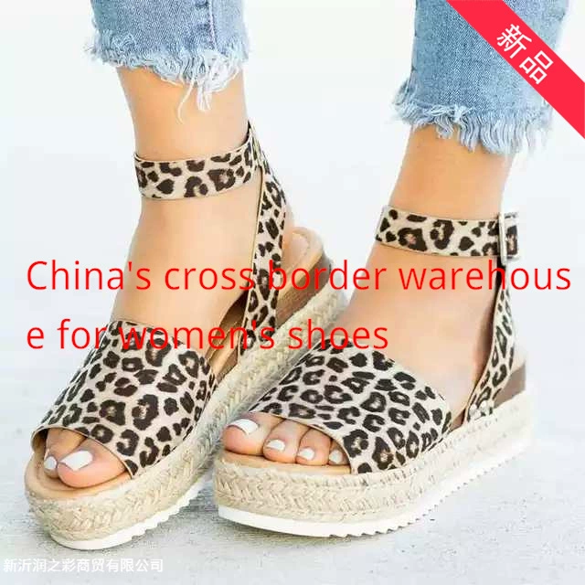 Европейские и американские 2022 Amazon Wish Большие размеры сандалии с леопардовым принтом, женские весенне-летние новые римские женские туфли на платформе из конопляной веревки
