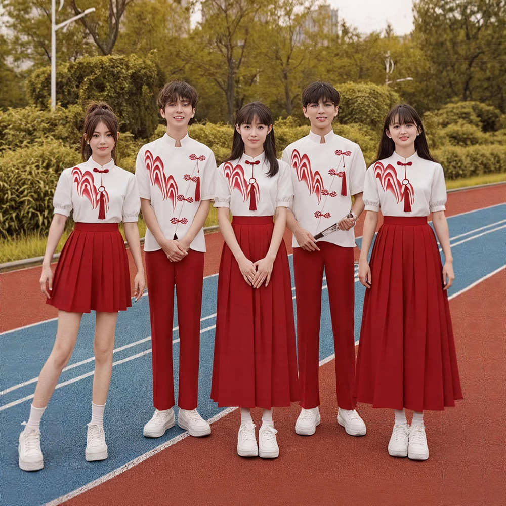 National Day Red Patriotic Choir Recitation Competition Performance Clothing for Middle and High School Students, Speech Clothing, Sports Meeting Class Clothing