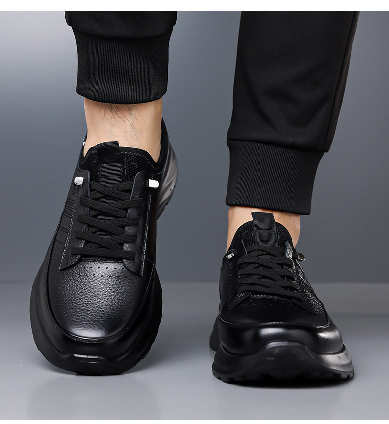 Giày lười nam da bò mũi tròn đế mềm chống trượt, giày da nam kiểu slip-on nhẹ thoáng khí — DT1805 Đen chi tiết 15