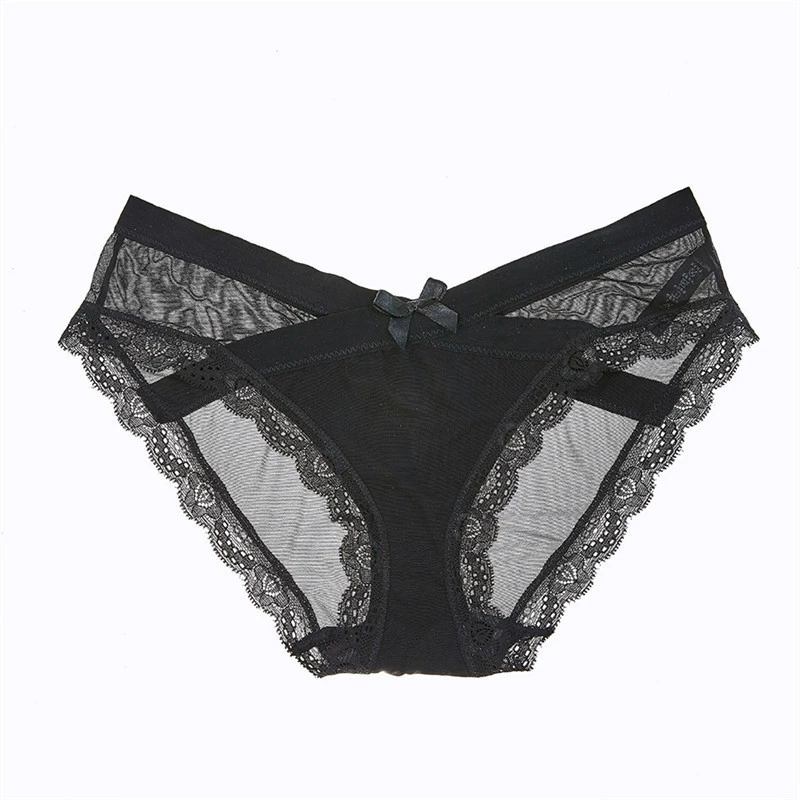 Женские кружевные хлопковые трусы, японские тонкие sexy трусики с бантом, дышащие, размеры S–XL