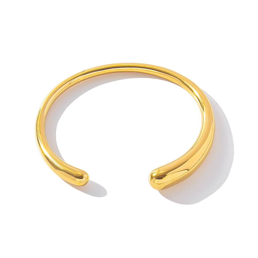 Europa y América INS simple y versátil acero de titanio minimalista simple gota de agua brillante brazalete abierto de 18K no se desvanece