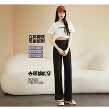 2025女春季新款宽松阔腿裤高腰收腹显瘦遮肉长裤运动时尚休闲裤