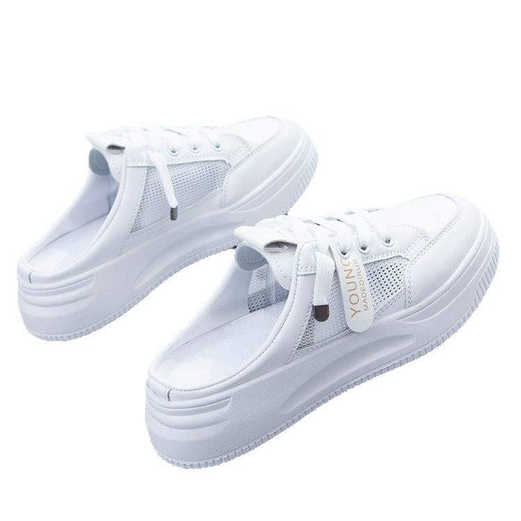 2025 nuevo verano medio zapatillas pequeñas zapatillas de mujer blancas perezosas in-mode zapatillas frías de moda suela gruesa image 5