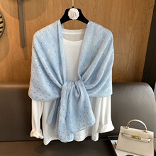 亲肤软糯~早春新款烫金丝巾围巾女轻薄大号披肩百搭防晒纱巾棉麻