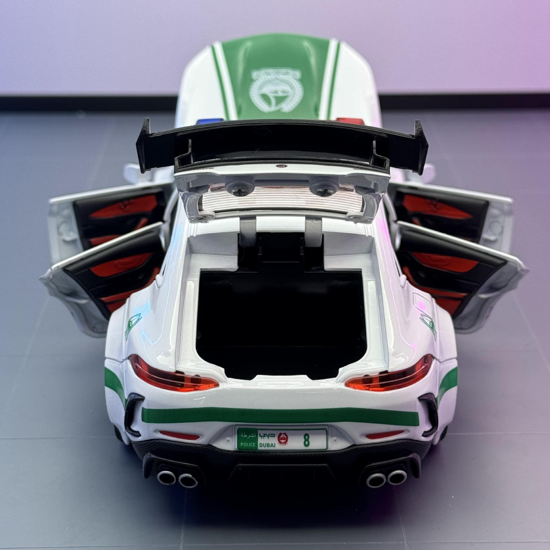 Weili aleación coche modelo 1:24 Babos Oriente Medio versión policía coche tire hacia atrás con sonido y luz juguete coche música decoración colección