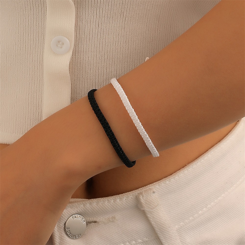 hand-woven couples creative black white bracelets two-piece fashion