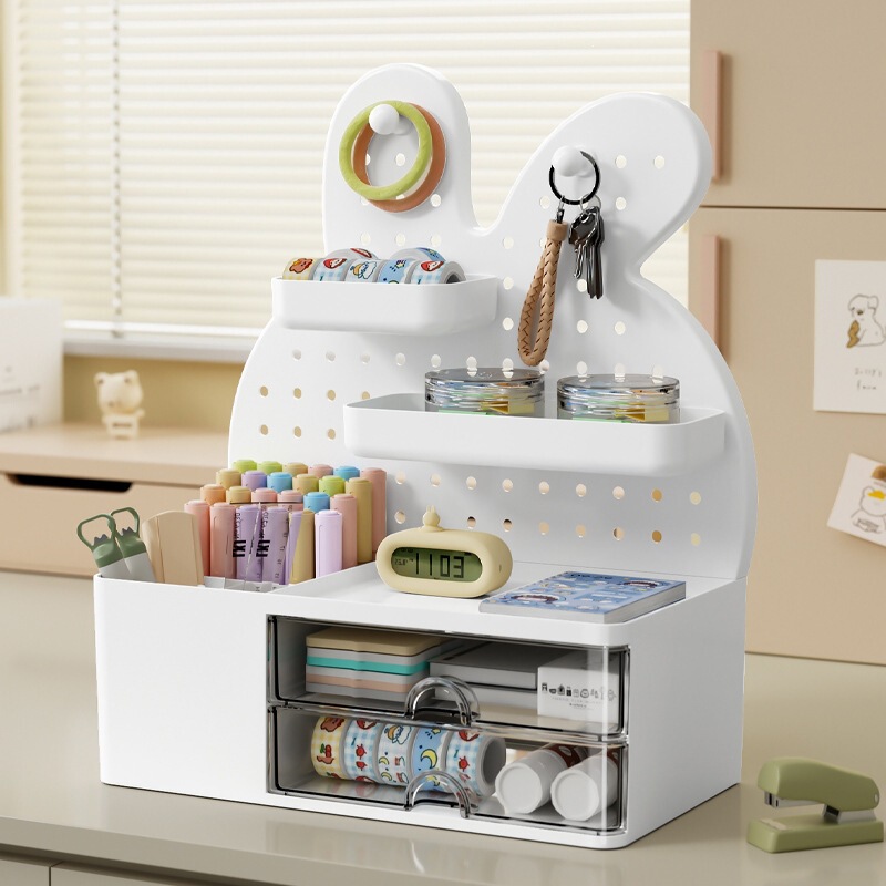 Desktop Pegboard Storage Rack Office Student Dormitory Desk Pen Holder Desk Drawer Storage Box Organizer Box