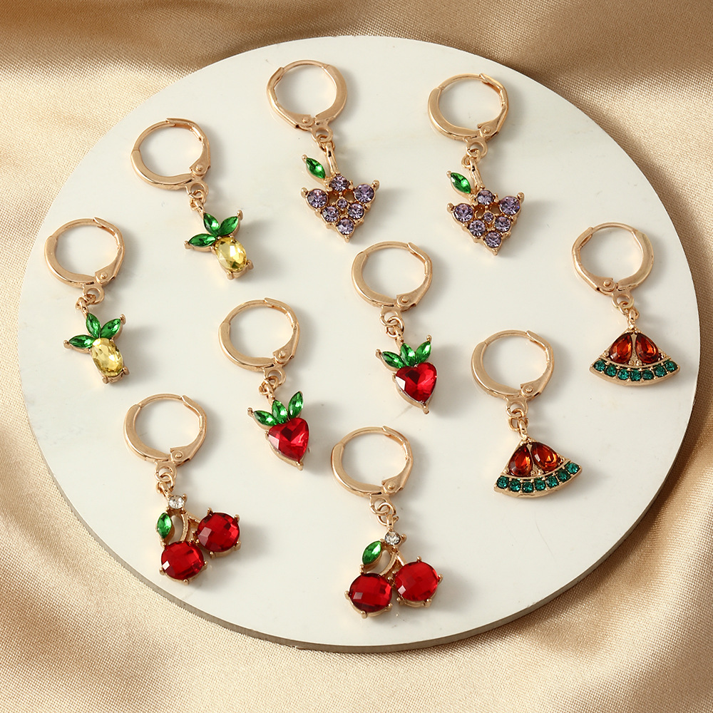 Korean style diamondstudded grape fruit earringspicture1