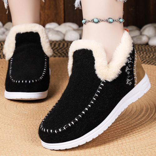 Shoes cotton shoes winter new cross-border women's shoes fleece-lined thickened snow boots slip-on ankle boots fashionable warm cotton boots
