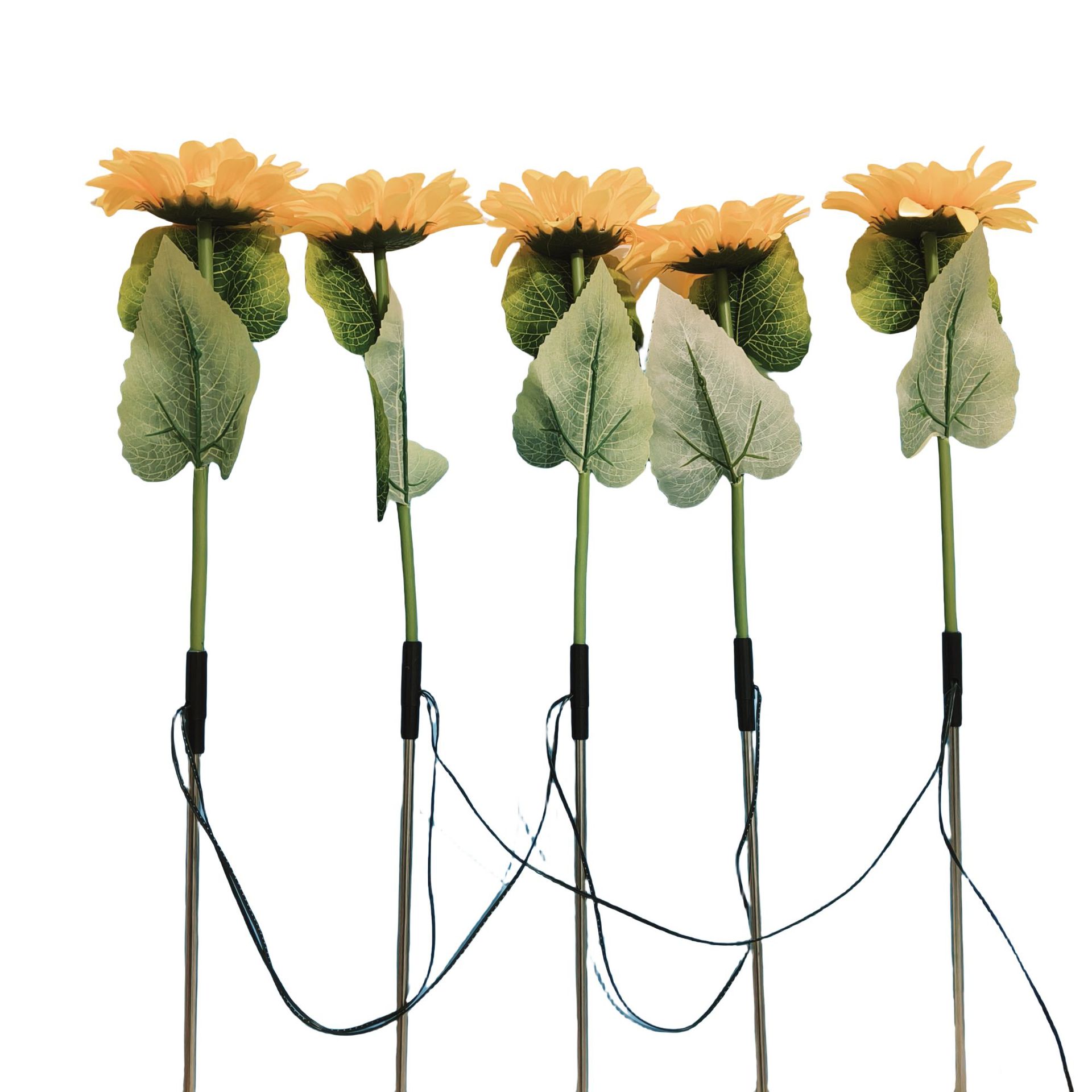 Decoración de la atmósfera de vacaciones girasoles, césped al aire libre, césped de trigo, jardín, lámpara de flores, estilo de enchufe