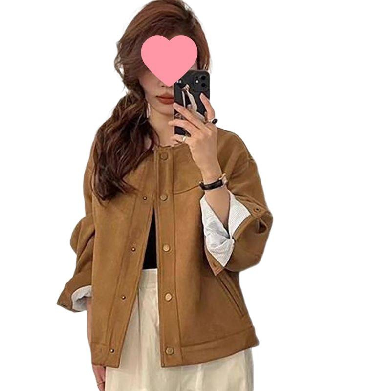 2025秋冬季新款韩版麂皮绒外套女休闲宽松棒球服夹克时尚百搭上衣|undefined