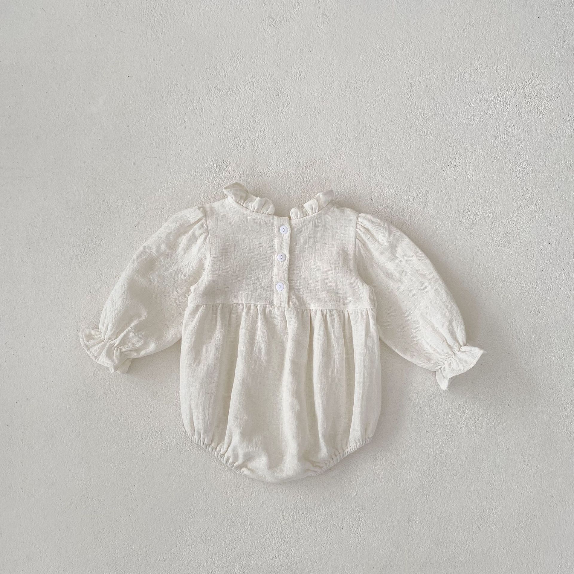 Ins2024 Autumn All Cotton New Girl Baby Long Sleeve Ha Yi Black Ear Collar Triangle Bag fart Crawler Clothes_voghion.com