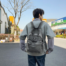 2025新款男女通用书包耐用牛仔布休闲背包户外出游大学生双肩包包