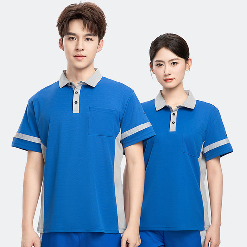 Summer anti-static T-shirt work clothes customized electrician power new energy automobile 4S store worker uniforms labor protection clothing 