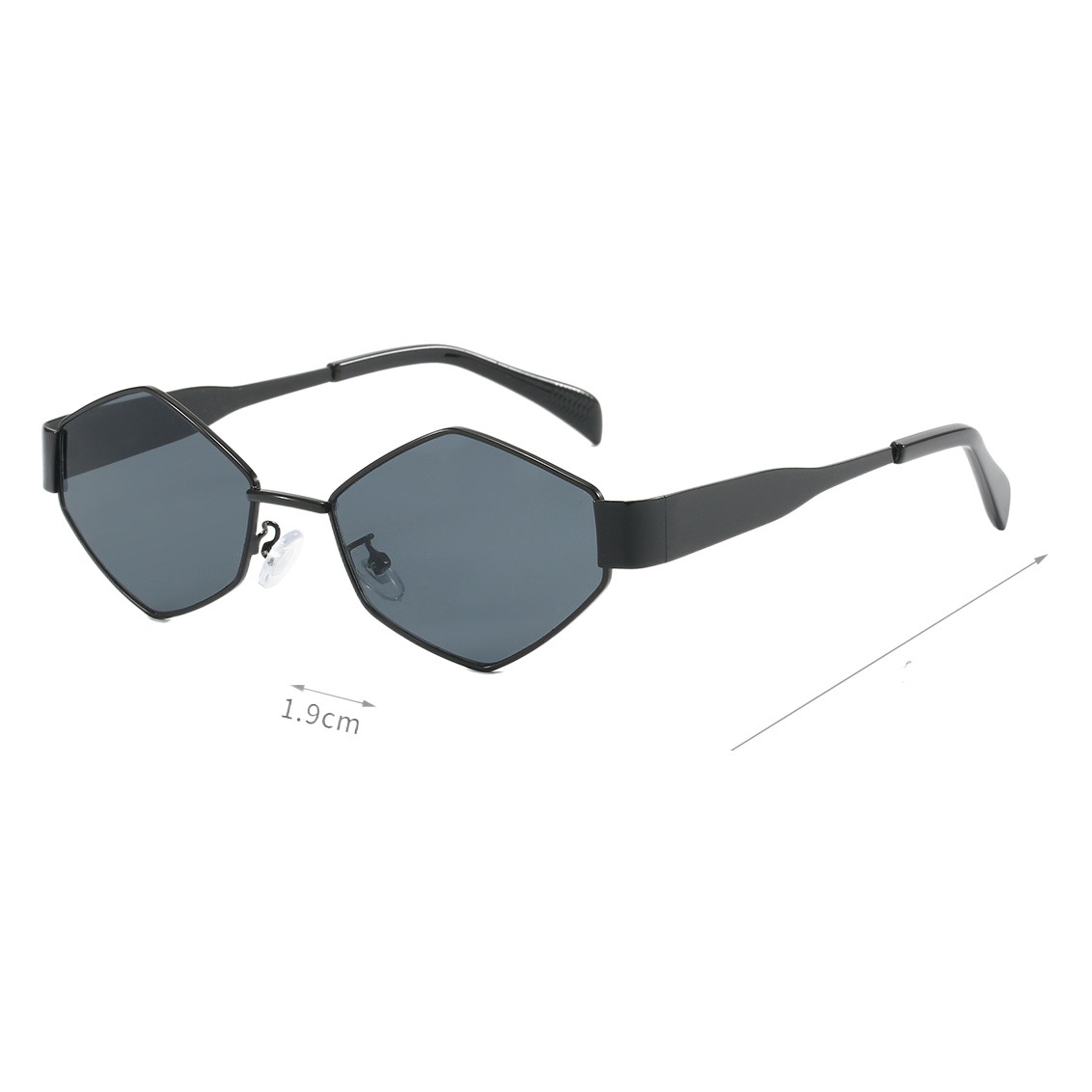 2024 moda europea y americana polígono irregular metal gafas de sol tendencia femenina personalidad característica amplia gafas pierna gafas de sol