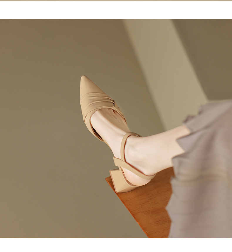 Sandal nữ mũi nhọn quai ngang phong cách Hàn Quốc — BL135 màu đen chi tiết 10