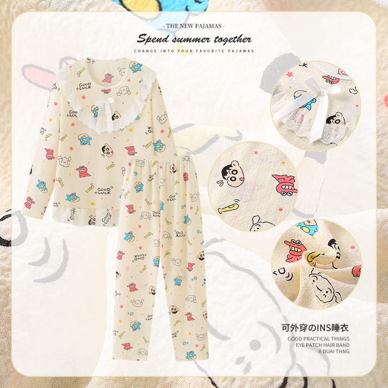 Pijama de primavera y otoño espuma tejida tela arrugada manga larga princesa de dibujos animados se puede usar con ropa de vestir