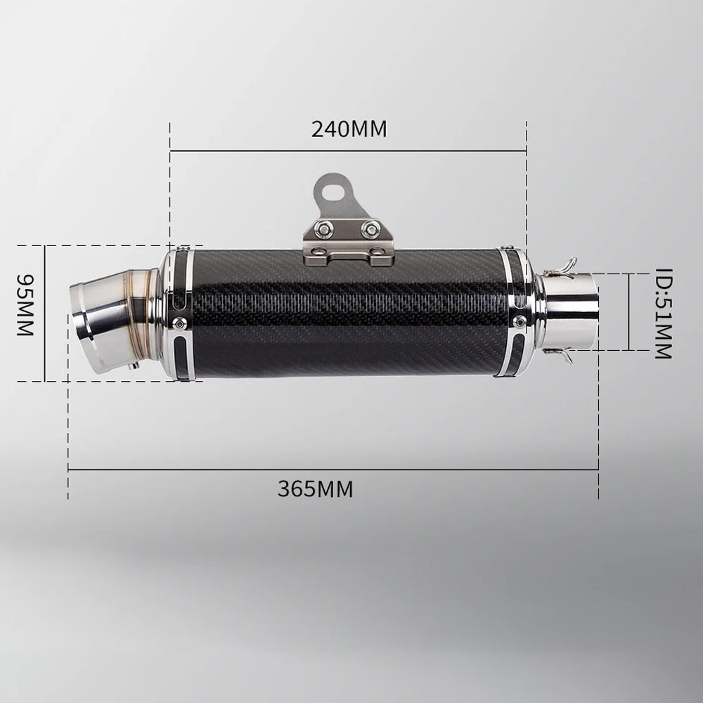 Universal Motorcycle Modified Exhaust Pipe Tail Section Carbon Fiber Tail Throat Exhaust Non-Destructive Installation for Monkey 110/Monkey