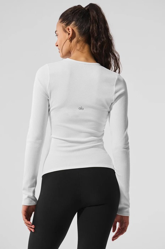 瑜伽打底衫修身圆领ALO女款RIBBED MODAL LONG SLEEVE长袖衫舒适|undefined