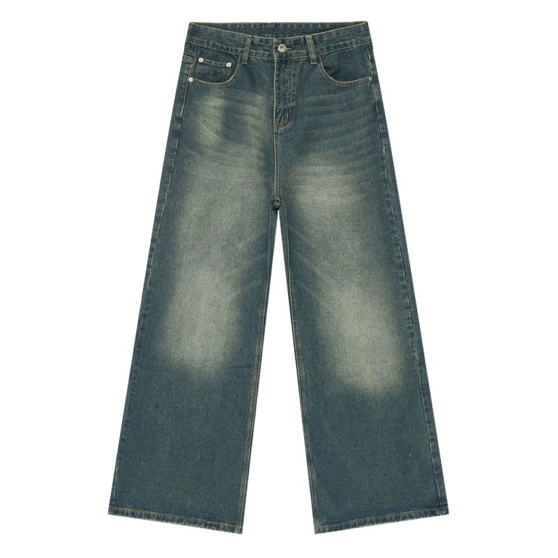 Nirben Denim | Национальная Мода ретро синие выстиранные джинсы мужские свободные прямые широкие брюки в Корейском стиле Ruan Shuai