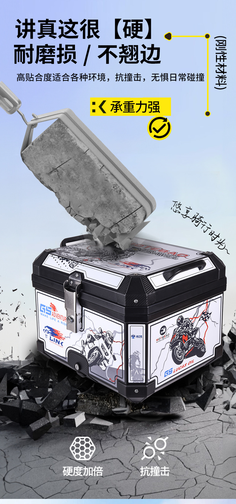 Detachable Motorcycle Tail Box Waterproof Electric Vehicle Trunk Storage Scooter Base Motorcycle Touring