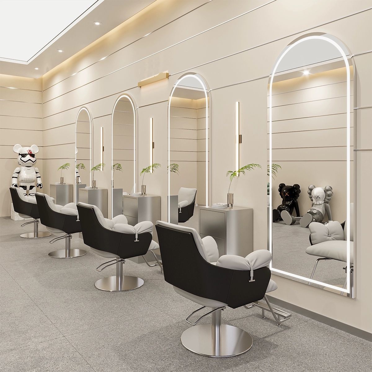 Barbería espejo de pared lujo ligero LED con lámpara de belleza espejo de luz de peluquería espejo
