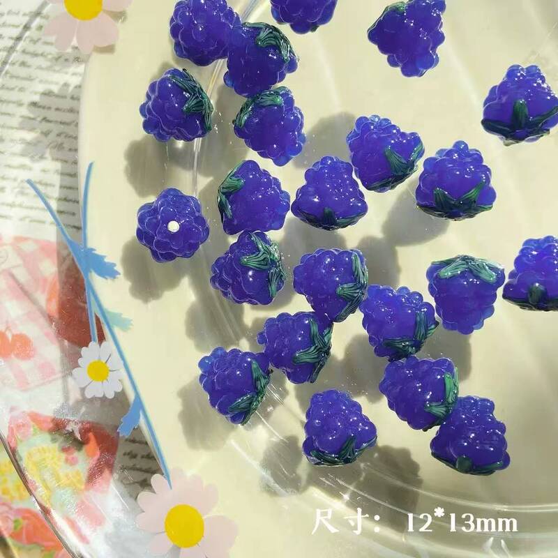 草莓葡萄琉璃珠可爱ins手绘玻璃珠子DIY跨境饰品手工制作用品|undefined
