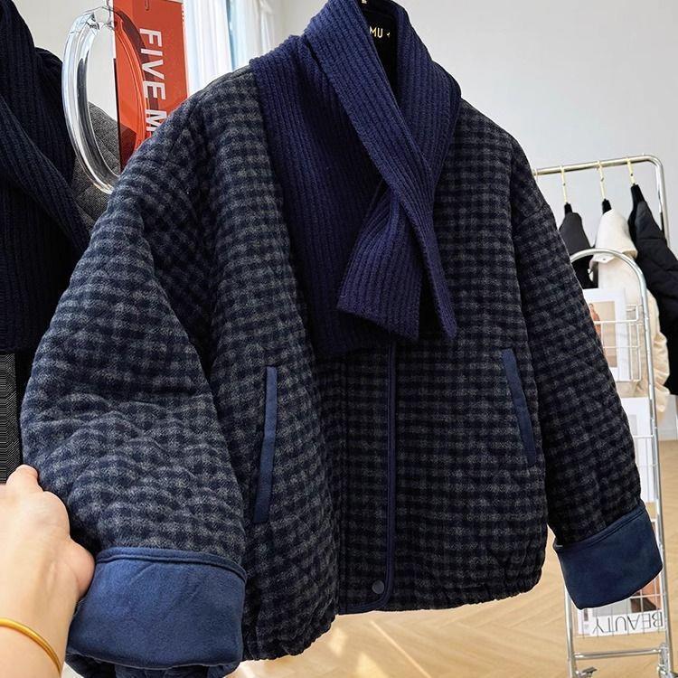 Korean-Style Quilted Short Cotton Jacket for Women, 2025 Winter New Loose-Fitting Slimming Short Jacket