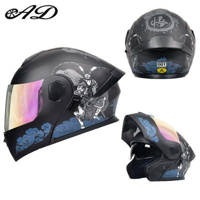 Motosiklet kaskı (dəbilqə) — for Men, Full-Face Helmet for All - dot3c-wukong-colorful-mirror-hd-mirror-m-size-55-56cm