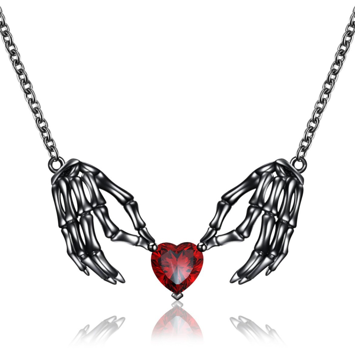 Dark Red Love Ghost Claw Pendant Necklace