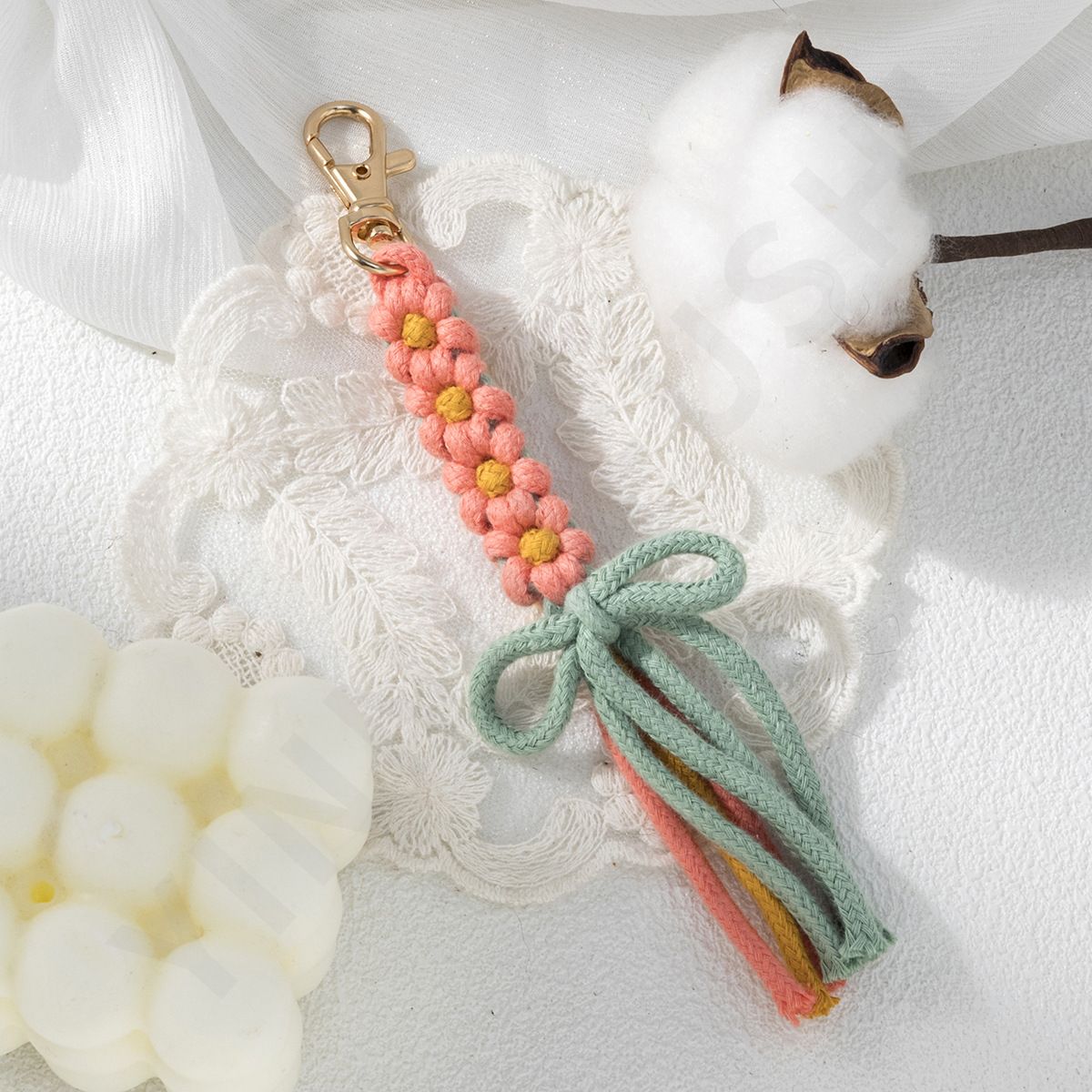 12g Weight Bag Pendant, Keychain Classification 1 Piece Quantity Casual, Daily Occasion Pure cotton Material Bow Knot Pattern Women's Gender Cute, Modern Style Style Cute Modern Style Bow Knot Pure Cotton Women's Bag Pendant Keychain 6