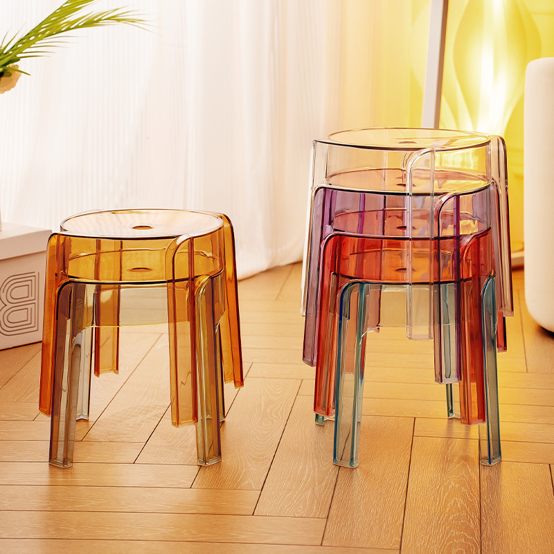 Taburetes de plástico acrílico pequeños para el hogar, taburetes de molino de viento modernos y simples, taburetes de cambio de zapatos, taburetes de sofá