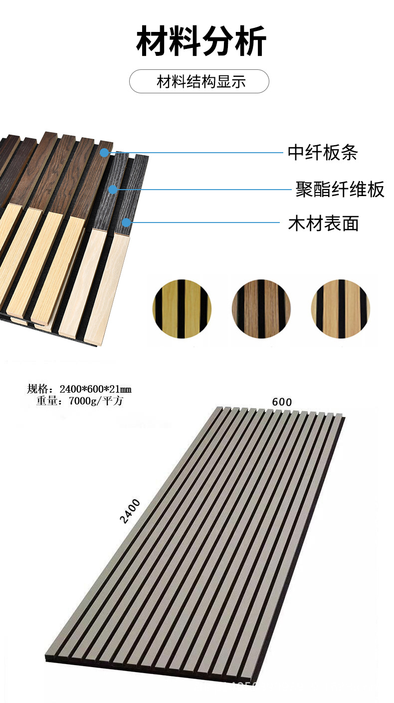 聚酯纤维木条格栅吸音板墙板装饰板会议室工装吸音环保阻燃背景墙-阿里巴巴