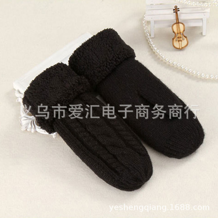 Otoño e Invierno de las mujeres de moda estudiante guantes de montar nueva moda de mohair engrosada forrado de lana de un solo dedo cubierta de la bolsa de doble capa