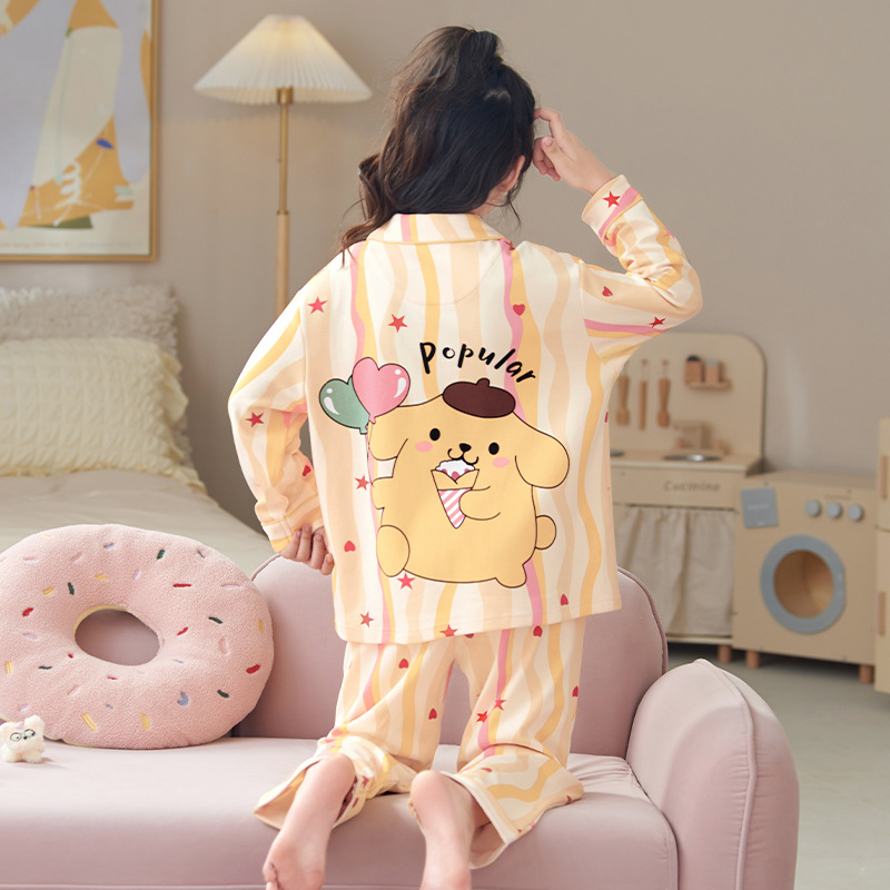 Pijamas de niñas 2025 nueva primavera y otoño algodón de manga larga delgada para niños ropa de casa para niños pequeños set