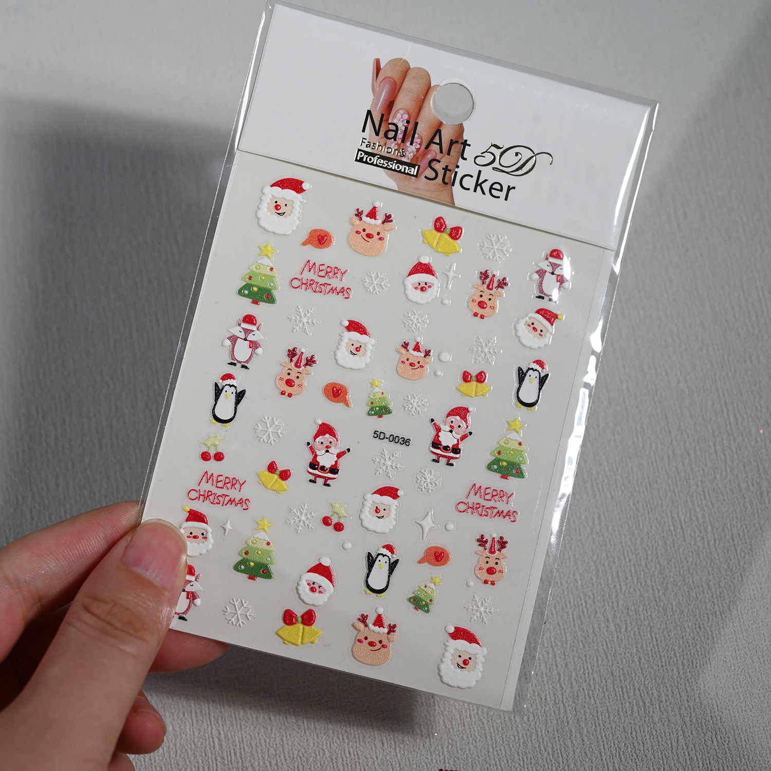 El Comercio exterior caliente nuevo estilo de Navidad pegatina de uñas alivio estéreo Santa Claus copo de nieve 5D parche de uñas alivio