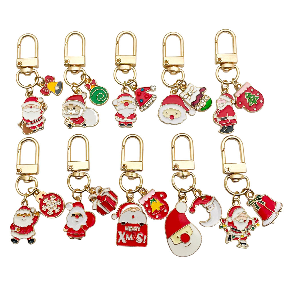 Llavero de Navidad lindo árbol de Navidad de dibujos animados anciano campana copo de nieve colgante de aleación colgante pequeño regalo europeo y americano