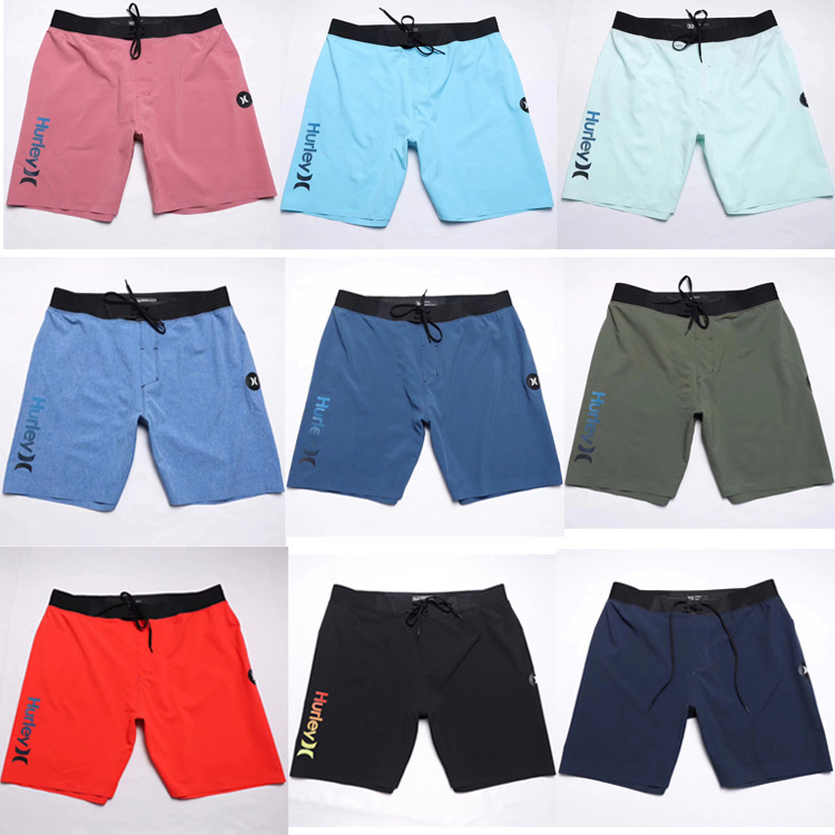 Foreign Trade Hurerly High-end Adhesive Four-sided Elastic Beach Pants Men's Solid Color Swimming Trunks Quick-drying High-elastic Surfing Shorts